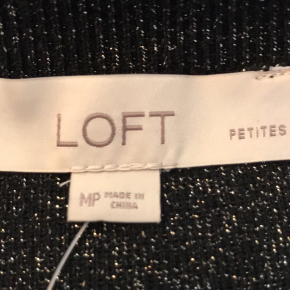 Loft black w silver metallic knit long sleeve sweater dress NWT - Picture 2 of 7